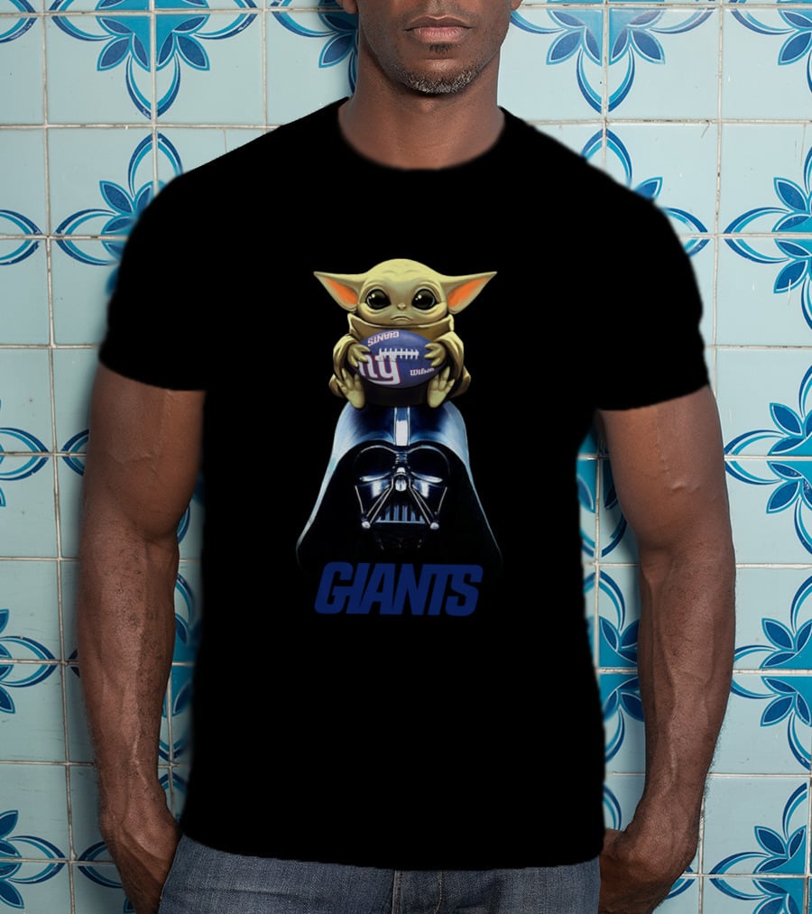 Baby Yoda Giants Football Darth Vader Crossover Nyg Nfl T-Shirt