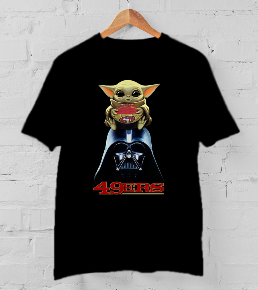 Nfl Sf49ers Baby Alien Holding Logo Over Dark Helmet T-Shirt