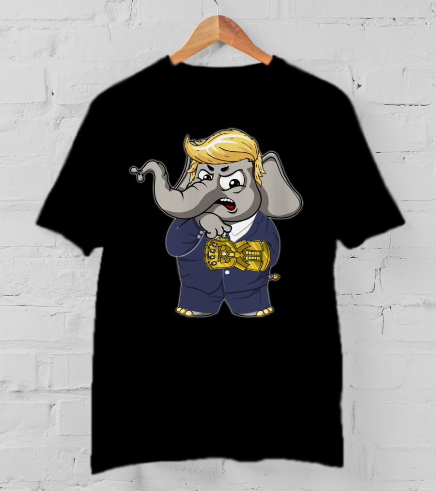 El Elephant Suit Blonde Hair Infinity Gauntlet T-Shirt