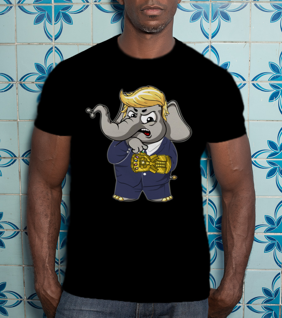 El Elephant Suit Blonde Hair Infinity Gauntlet T-Shirt