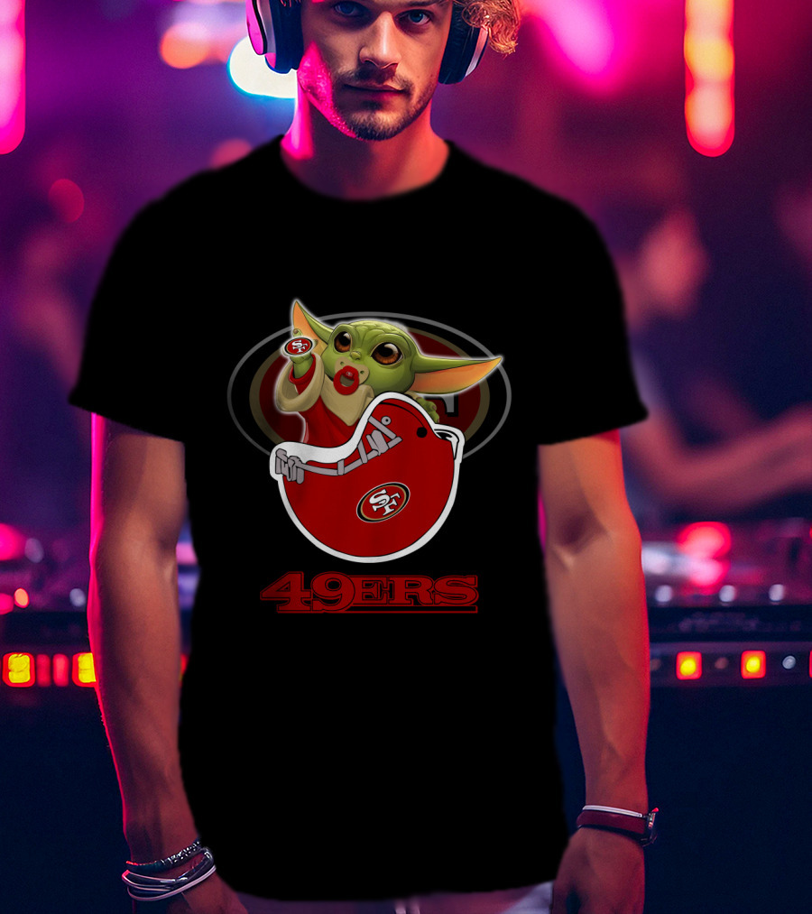 Nfl Sf 49ers Baby Alien Holding Sf Helmet T-Shirt
