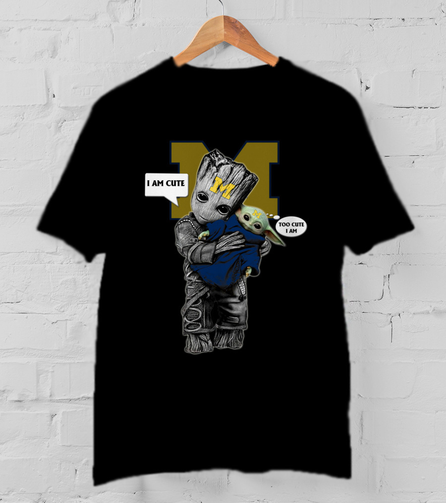 MW 010 NCAA YodaST Cute Groot Baby Yoda Michigan T-Shirt