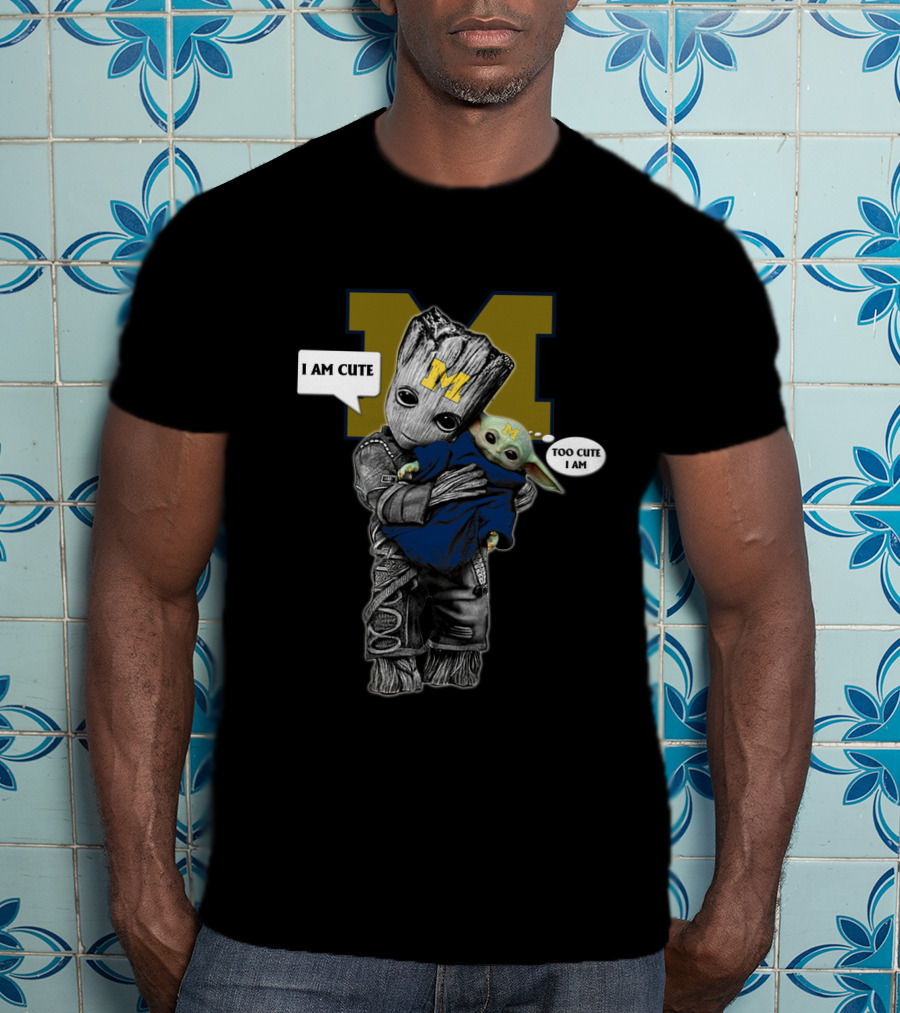 MW 010 NCAA YodaST Cute Groot Baby Yoda Michigan T-Shirt