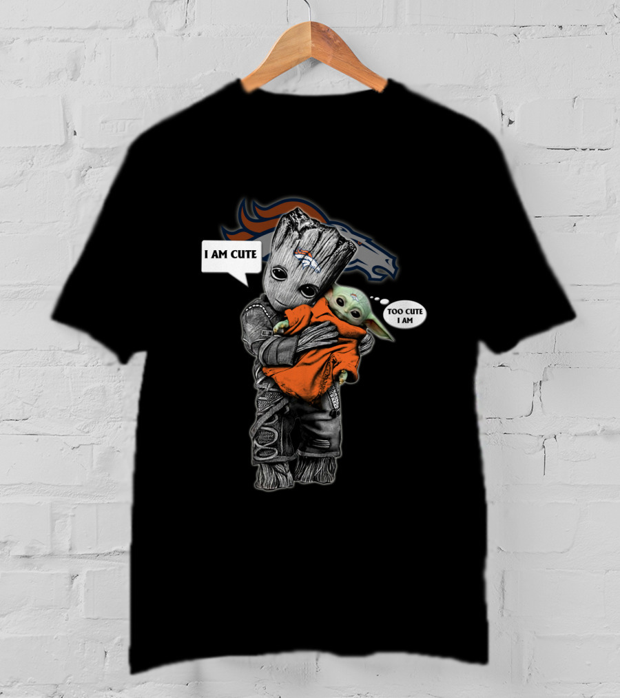 Groot Baby Yoda Denver Broncos Cute Combo NFL T-Shirt