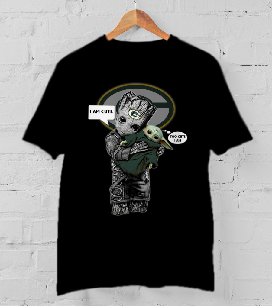 Gbp 010 Nfl Yodast Green Bay Packers Baby Groot And Yoda Cuteness T-Shirt