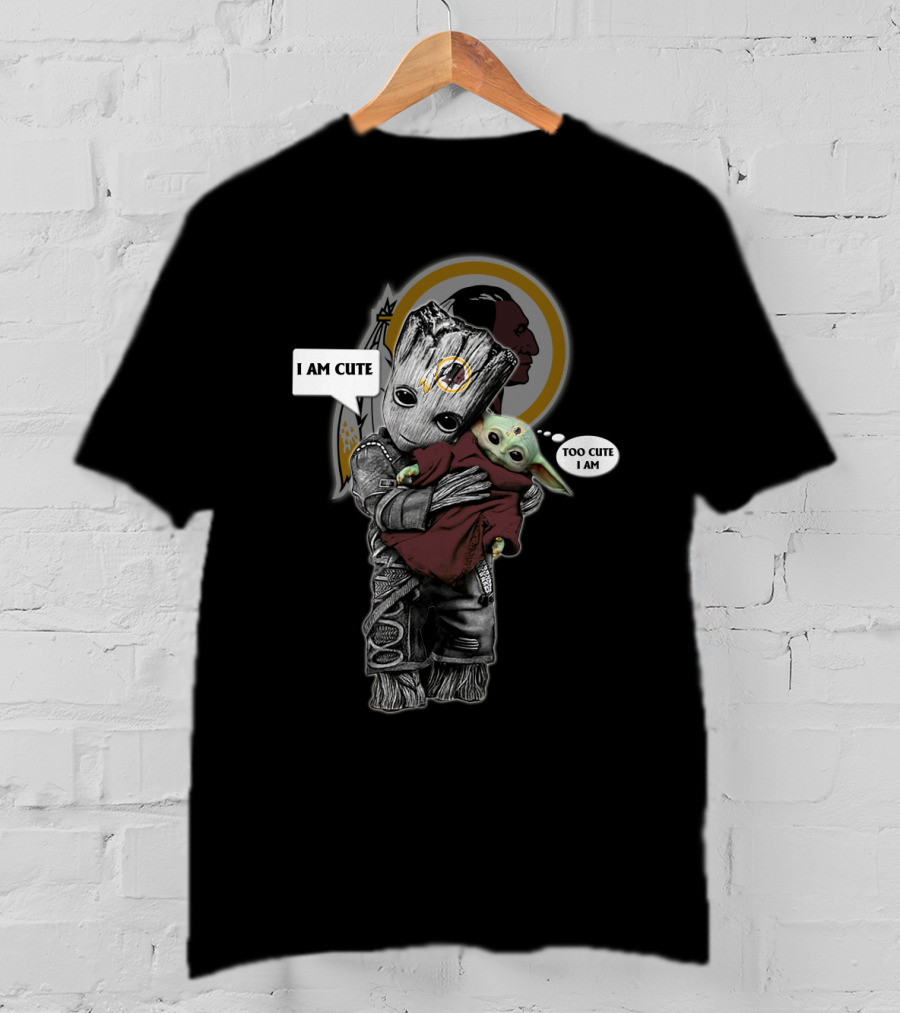 WR 010 NFL YodaST I Am Cute Too Cute I Am Baby Characters Hugging T-Shirt