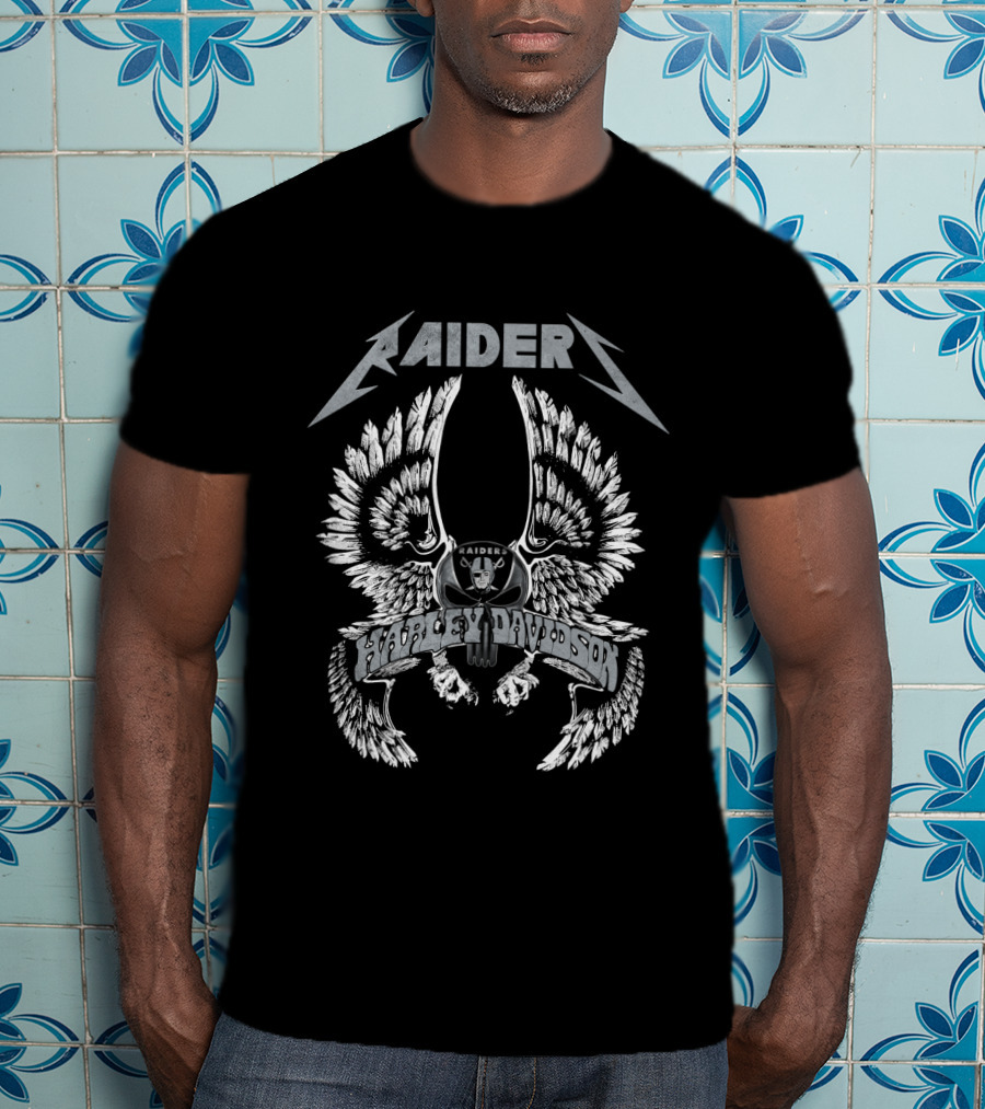Raiders Harley Davidson Nfl Collaboration Winged T-Shirt
