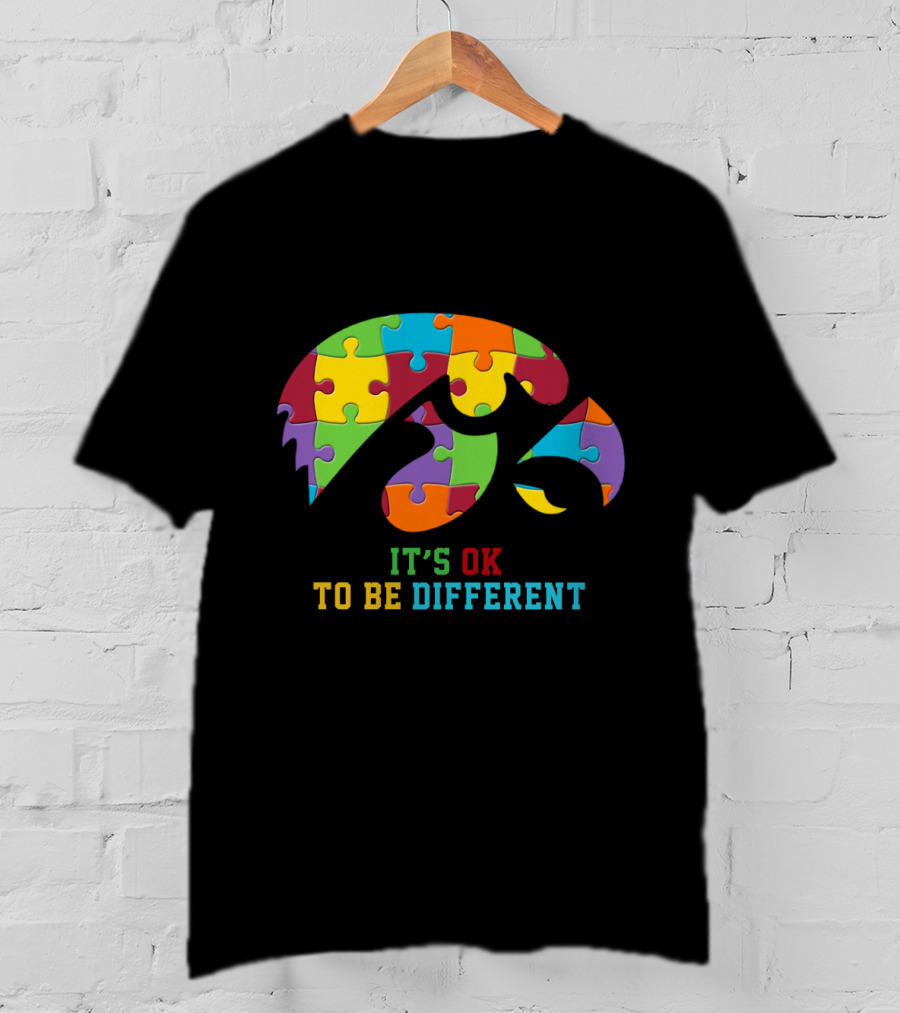 It's Ok To Be Different Iowa Hawkeyes Autism Puzzle T-Shirt