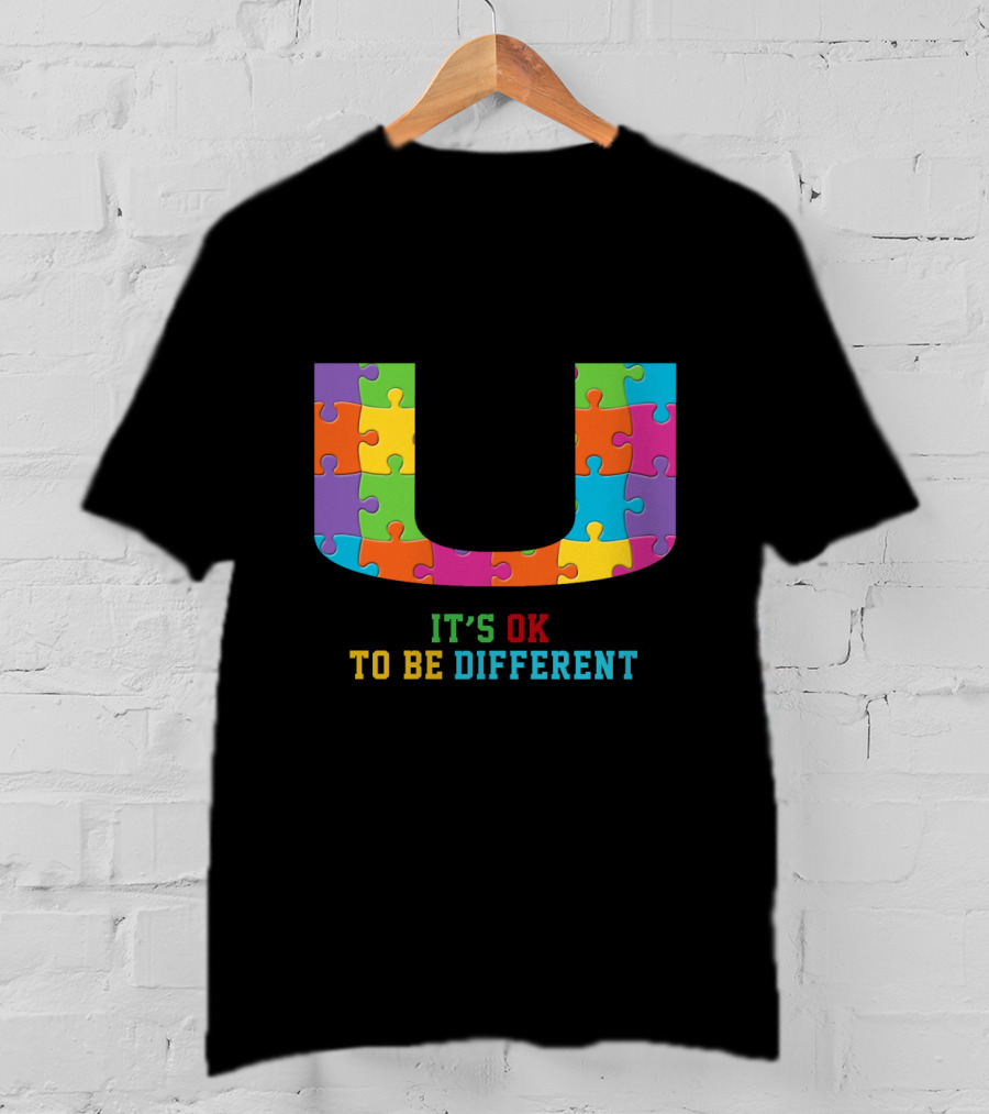 U It's Ok To Be Different Puzzle Pieces T-Shirt