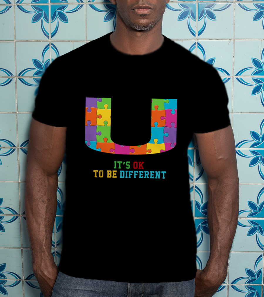 U It's Ok To Be Different Puzzle Pieces T-Shirt