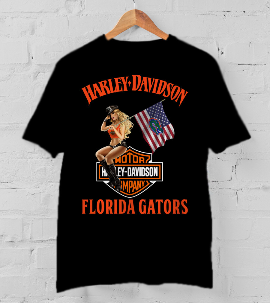 Harley Davidson Florida Gators American Flag T-Shirt