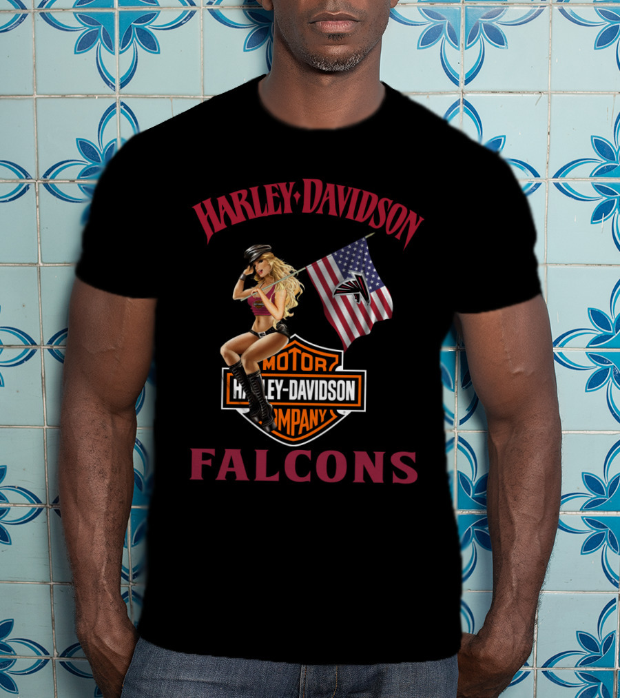 Harley Davidson Falcons Nflaf 18 American Flag T-Shirt