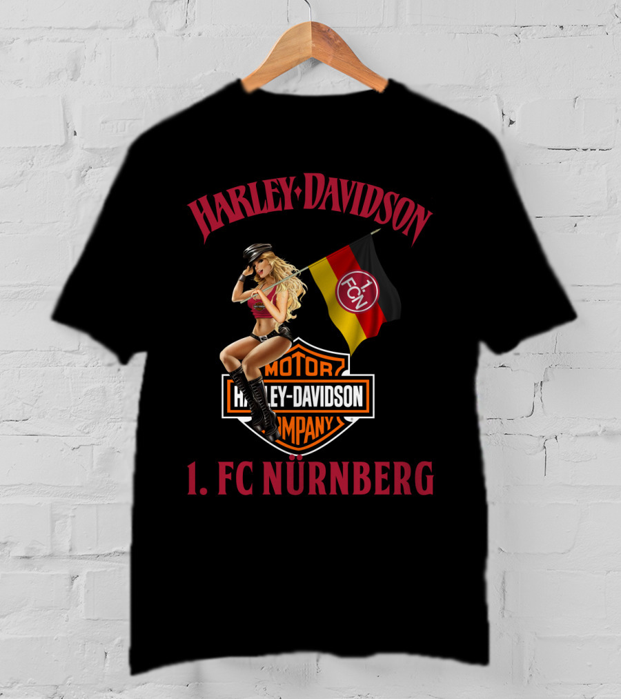 Harley Davidson 1. Fc Nürnberg Flag Motor Cycles Girl T-Shirt