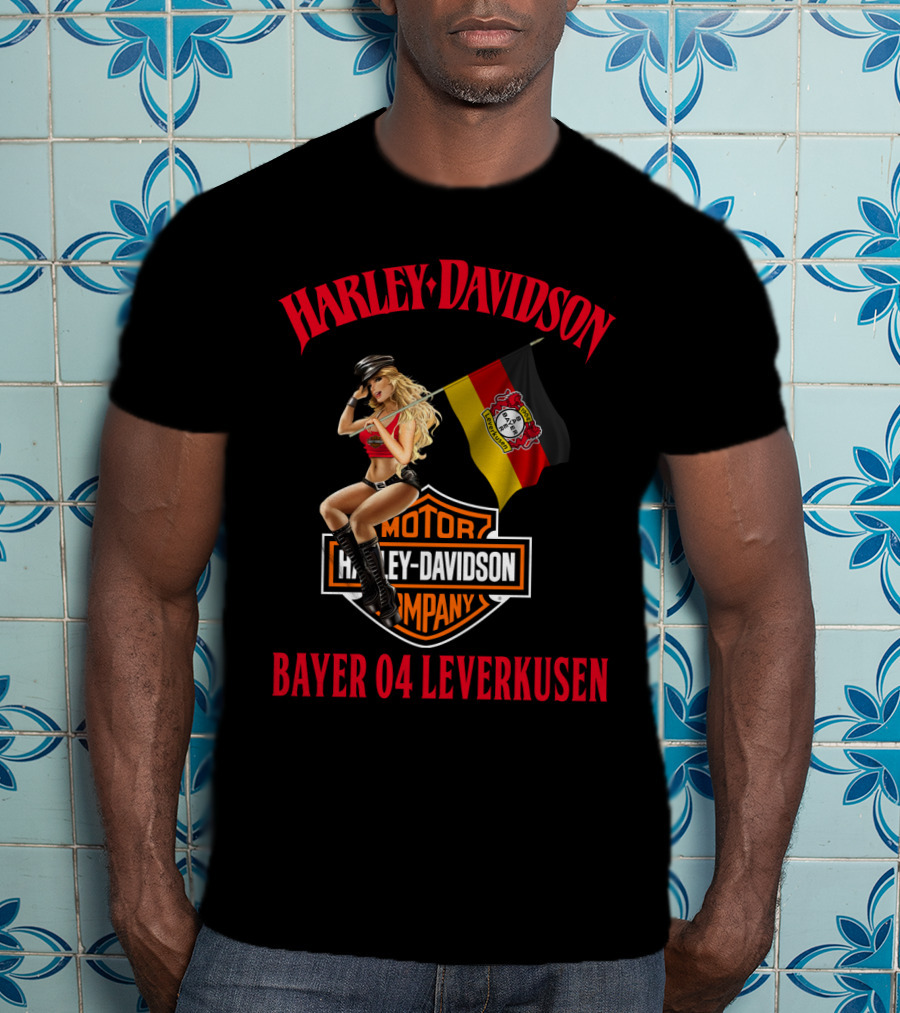 Harley Davidson Bayer 04 Leverkusen Motor Company Flag T-Shirt