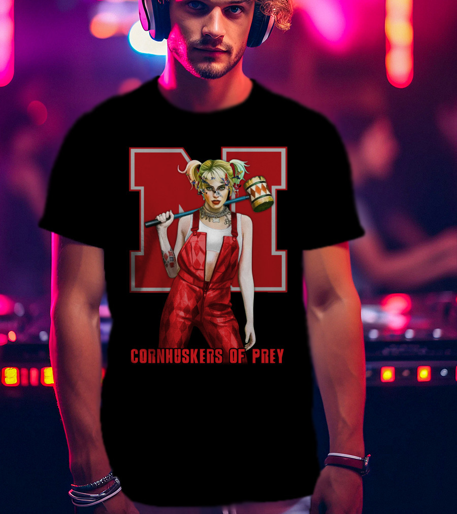Cornhuskers Of Prey N Logo With Character Mallet T-Shirt