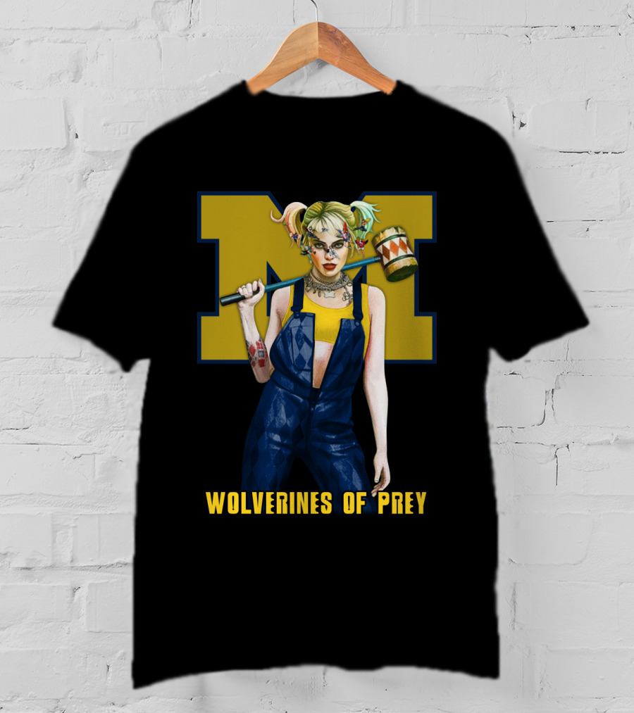 Wolverines Of Prey M Logo Harley Quinn Style T-Shirt