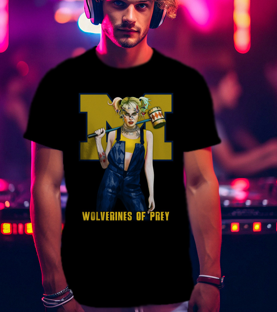 Wolverines Of Prey M Logo Harley Quinn Style T-Shirt