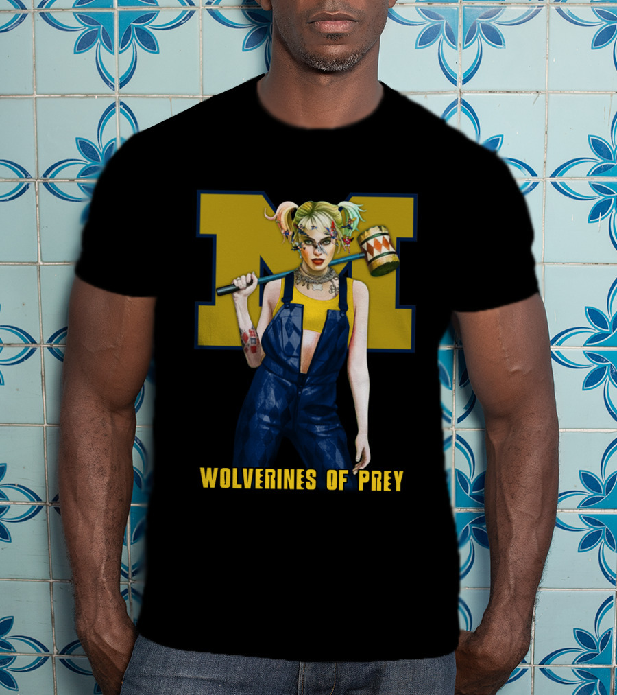 Wolverines Of Prey M Logo Harley Quinn Style T-Shirt