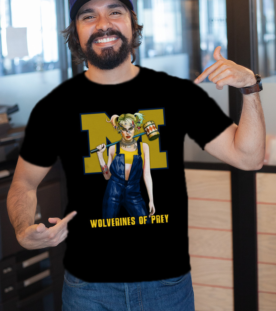Wolverines Of Prey M Logo Harley Quinn Style T-Shirt