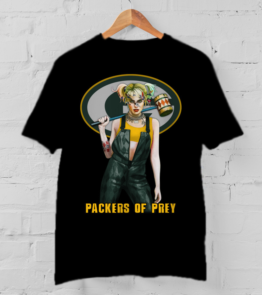 Packers Of Prey Green Bay Football Harley Quinn T-Shirt