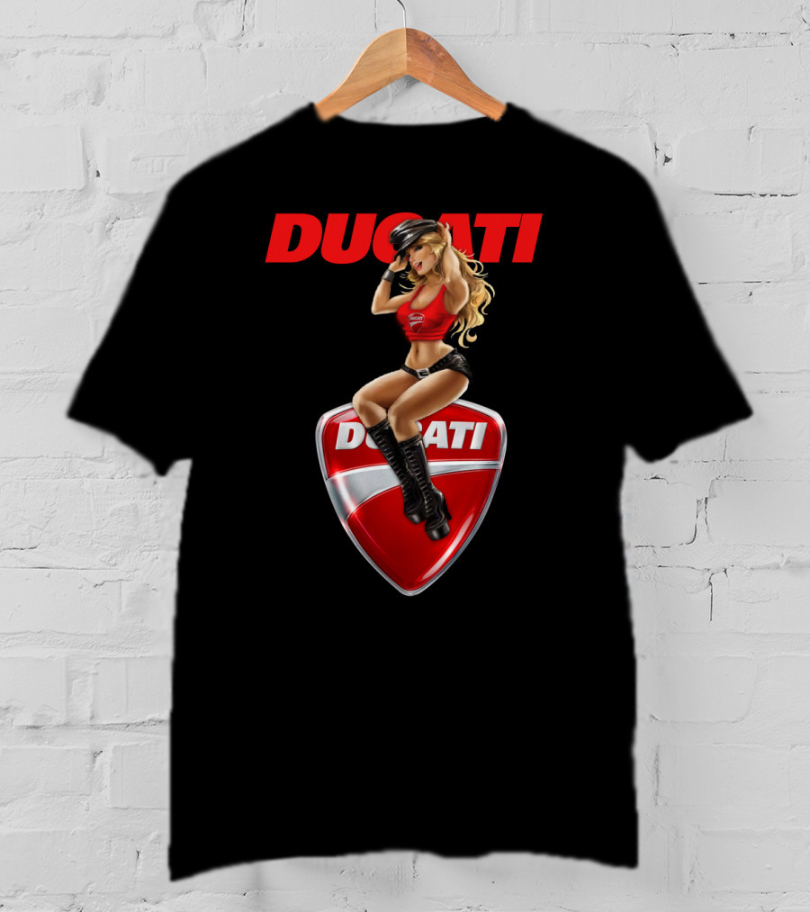 Ducati Red Badge With Woman In Boots And Hat T-Shirt