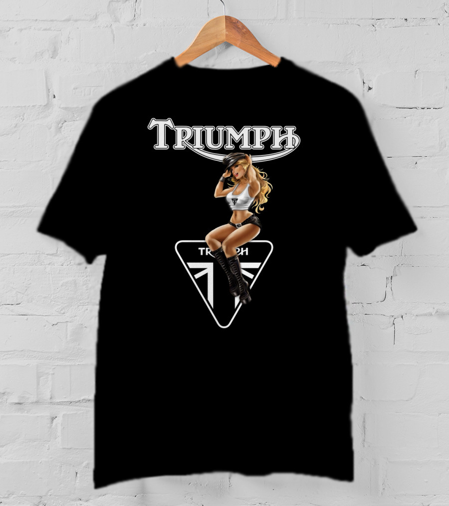 Triumph Dh 20 Logo With Pin-Up Model Motif T-Shirt