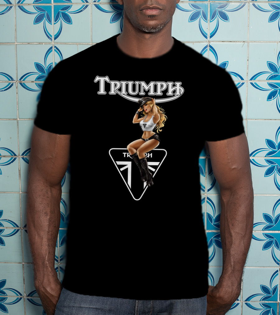 Triumph Dh 20 Logo With Pin-Up Model Motif T-Shirt