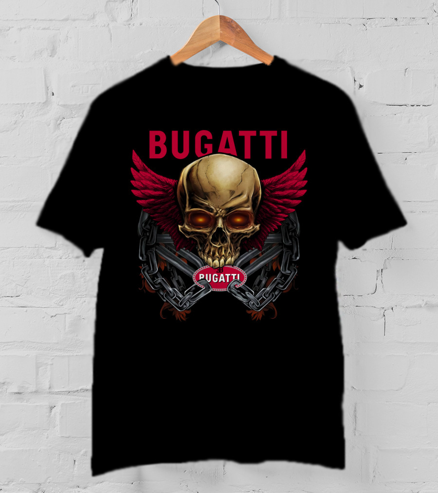 Bugatti Skull With Wings And Chains T-Shirt