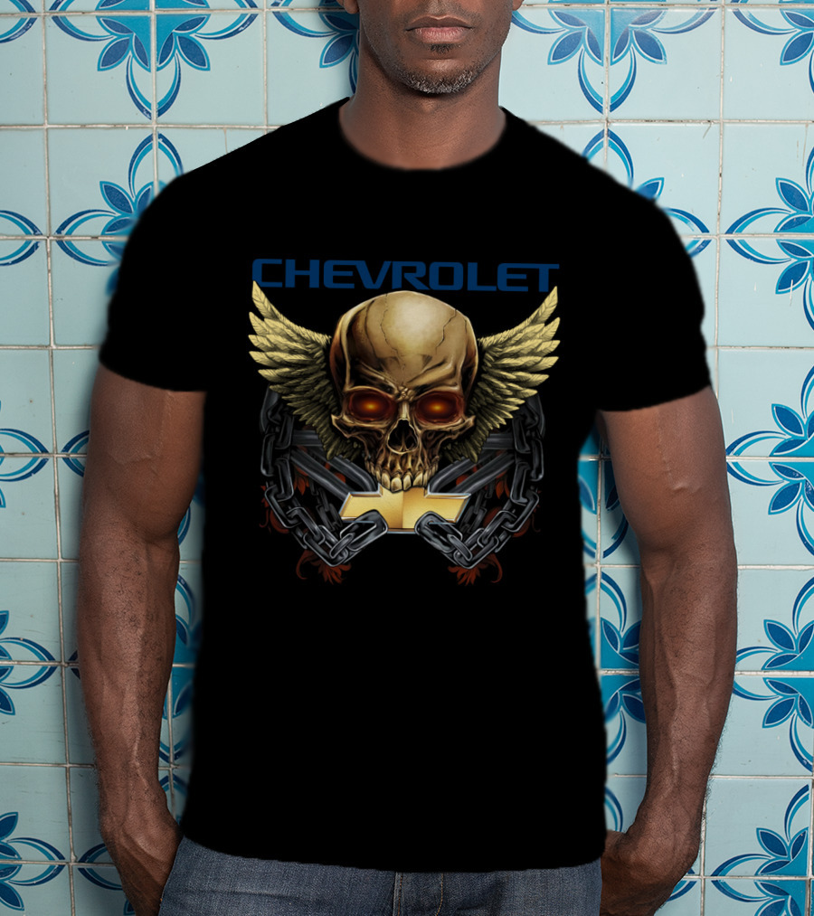 Chevrolet Winged Skull With Chains And Chevrolet T-Shirt