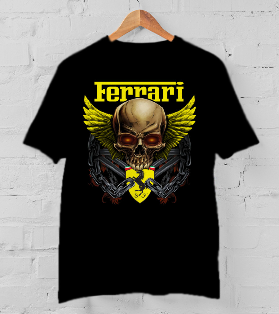 Ferrari Dh 22 Skull Wings Chains Sf T-Shirt