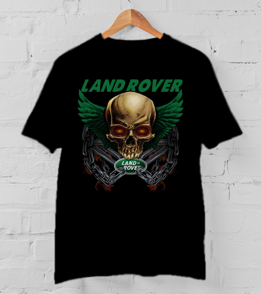 Land Rover Skull With Green Wings And Chains T-Shirt