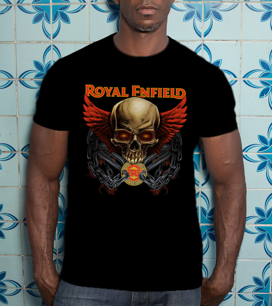 Royal Enfield Skull With Red Wings And Chains Since 1901 T-Shirt