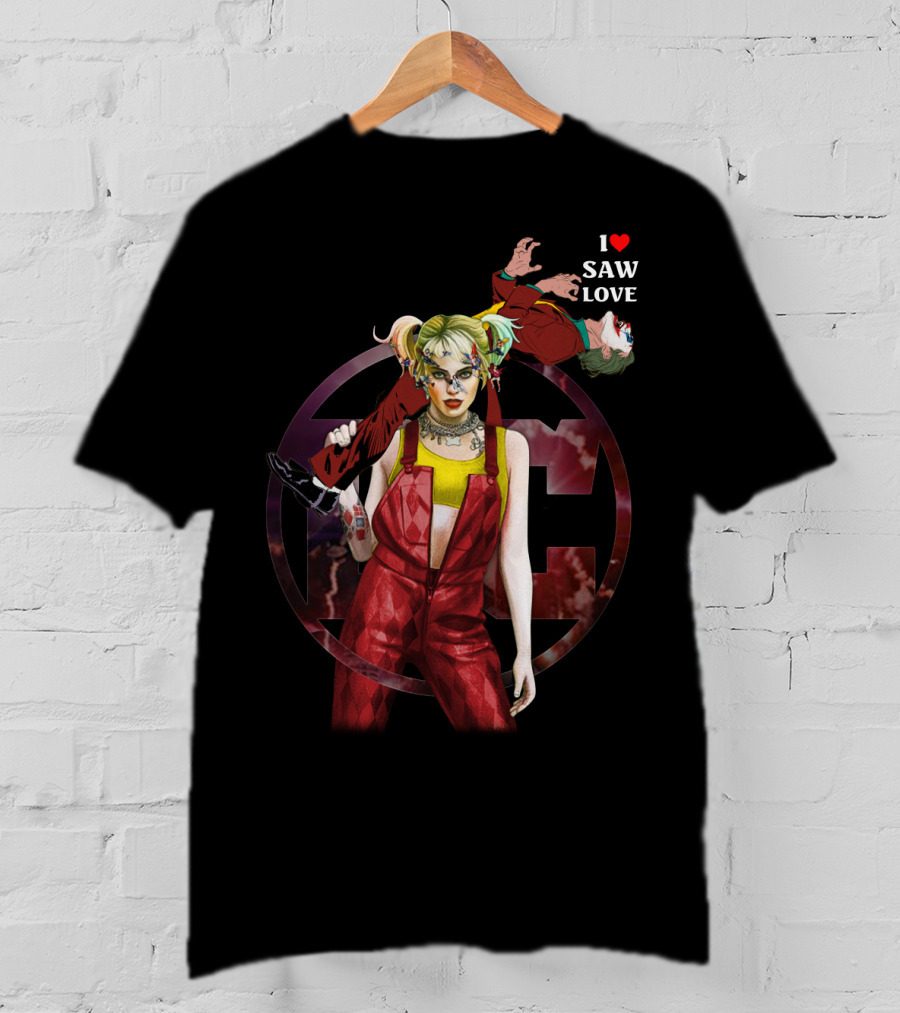 Harley Quinn Joker I Heart Saw Love T-Shirt