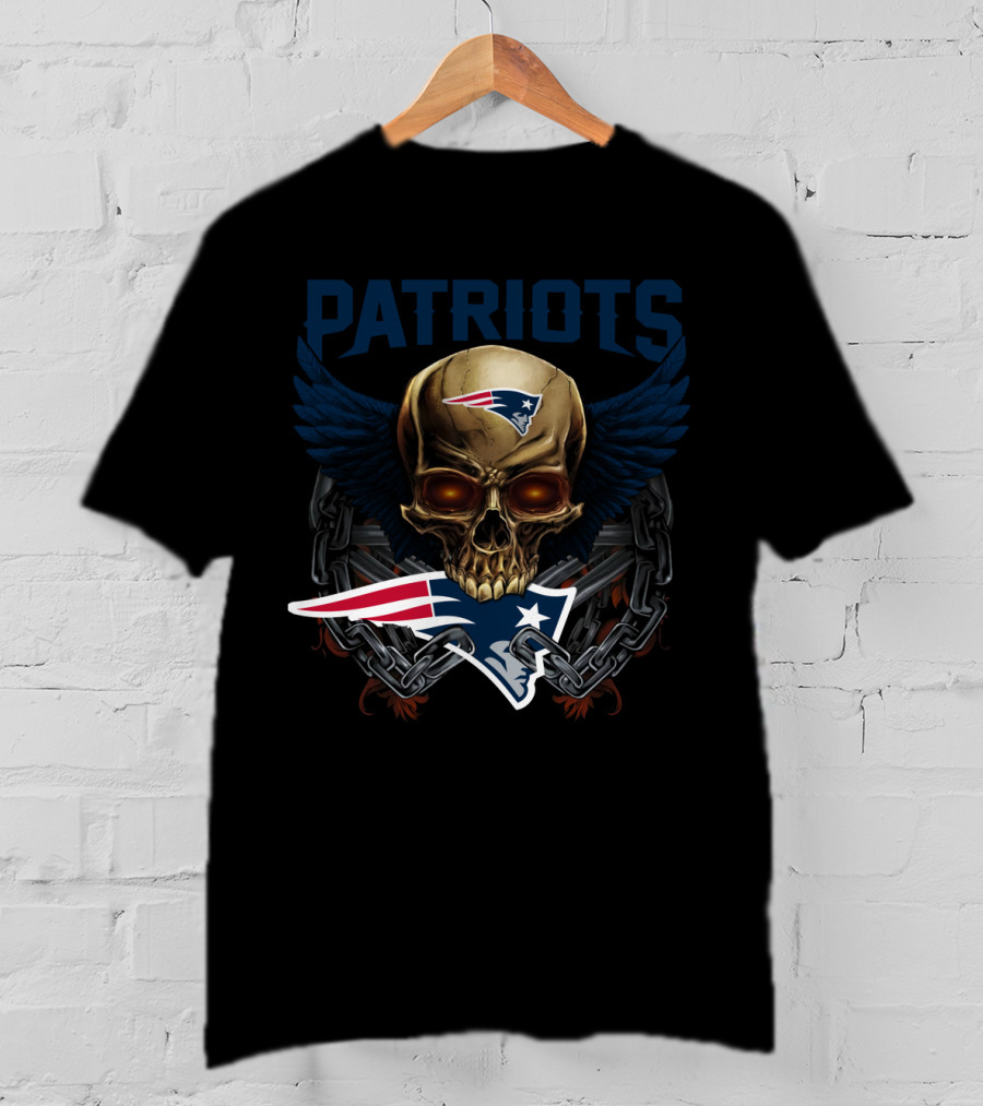 Patriots Skull With Wings And Chains Nfl New England Patriots T-Shirt