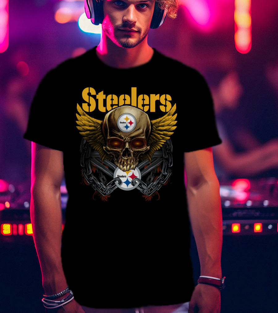 Steelers Skull Wings Chain T-Shirt