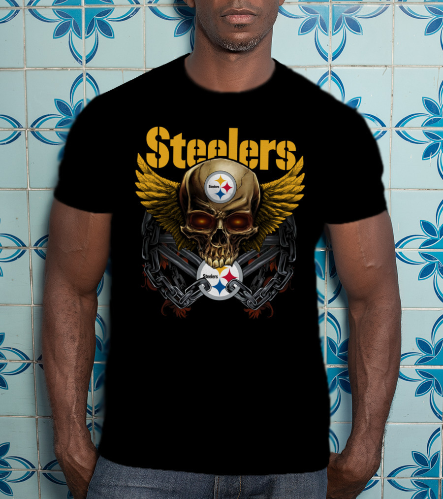 Steelers Skull Wings Chain T-Shirt