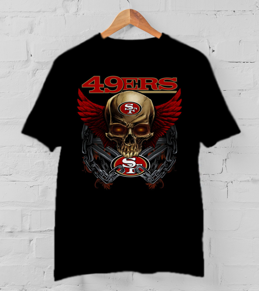 49ers Sf Skull With Wings And Chains Nfl Sf49ers T-Shirt