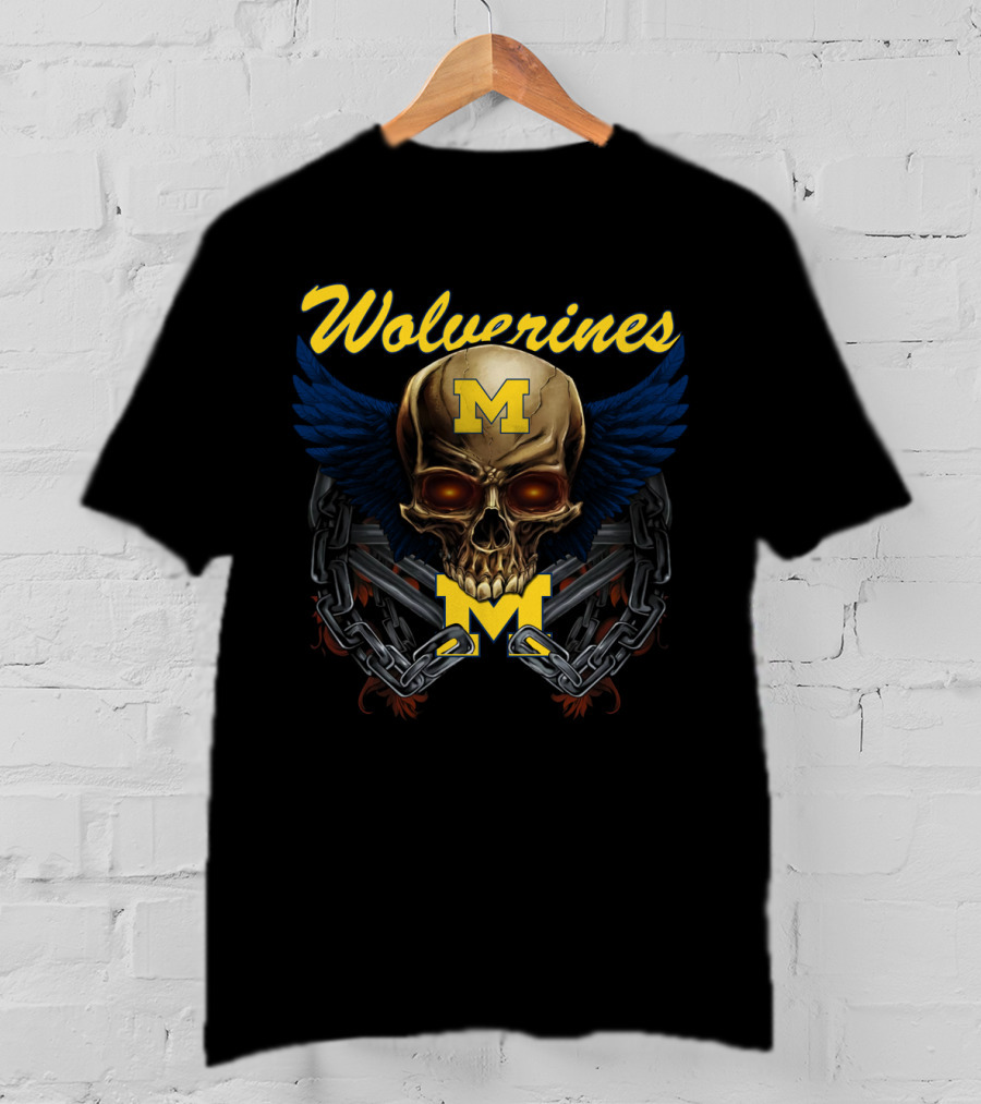 Wolverines M Skull Wings Chains T-Shirt