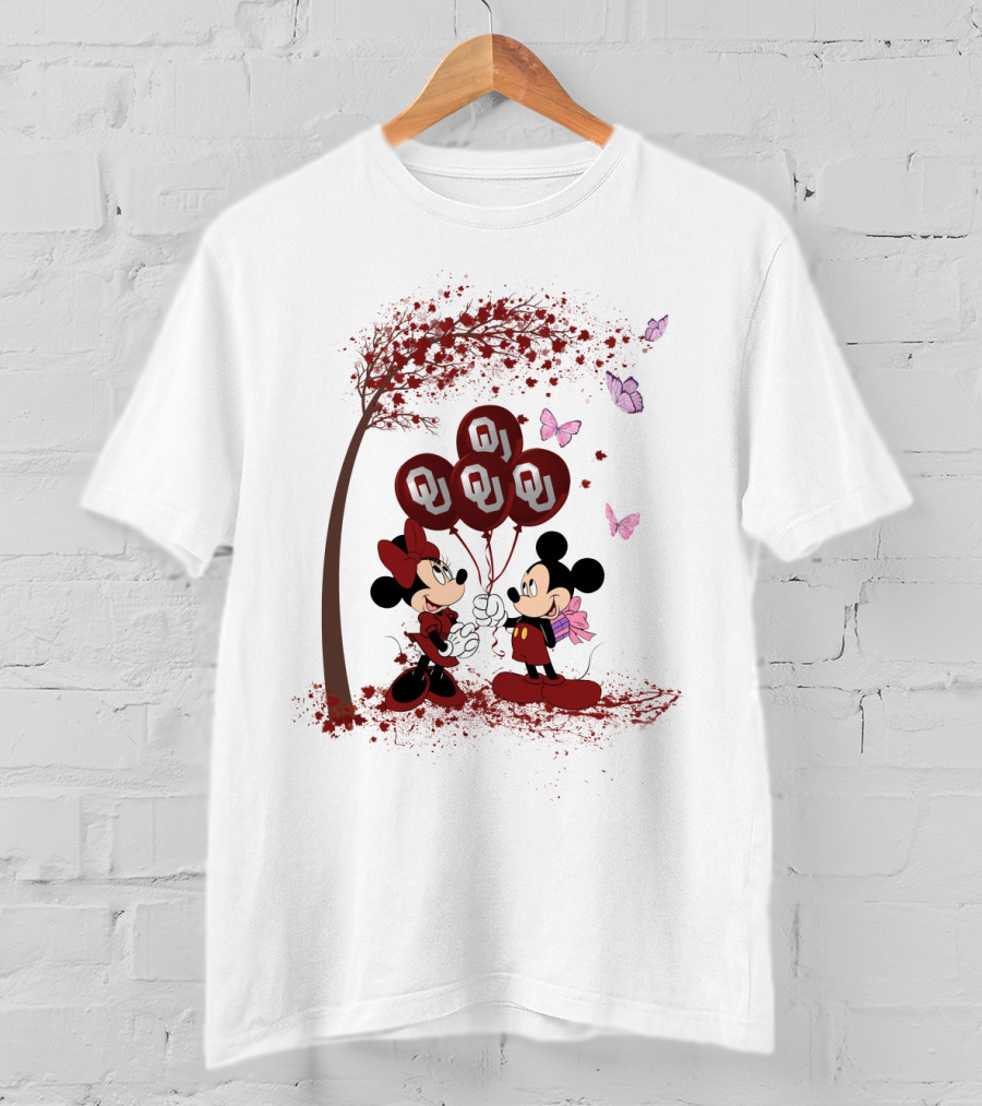 Mickey And Minnie Oklahoma Sooners Ou Balloons Ncaa Theme T-Shirt