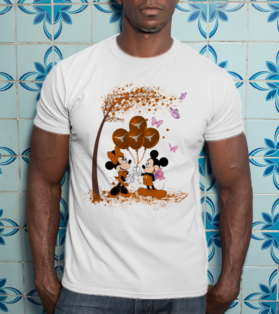 Ncaa Texas Longhorns Mickey Minnie Balloons T-Shirt
