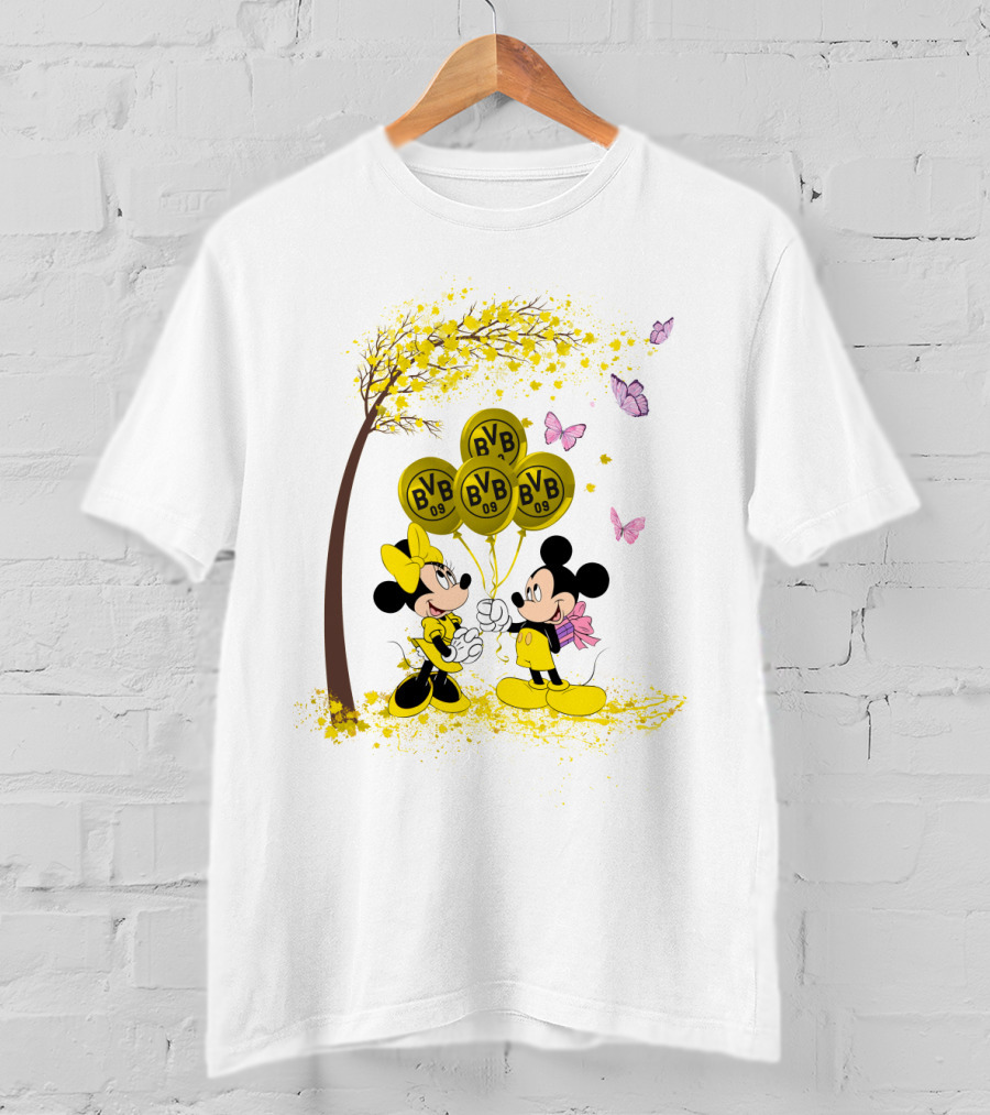 Borussia Dortmund BVB 09 Mickey And Minnie Balloons Bundesliga T-Shirt