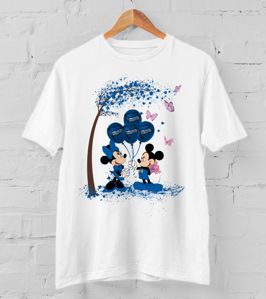 Hertha BSC Mickey And Minnie Tree Balloons Butterfly Scene T-Shirt