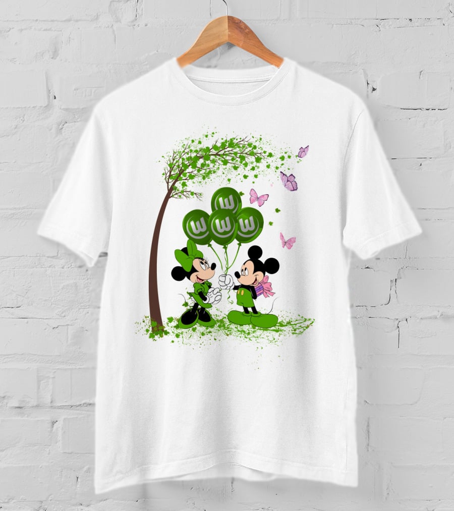 DH 29 Bundesliga VfL Wolfsburg Disney Mickey Minnie Balloons T-Shirt