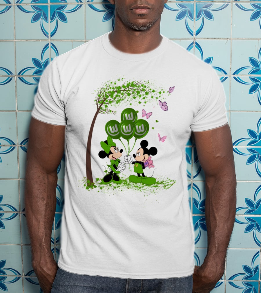 DH 29 Bundesliga VfL Wolfsburg Disney Mickey Minnie Balloons T-Shirt
