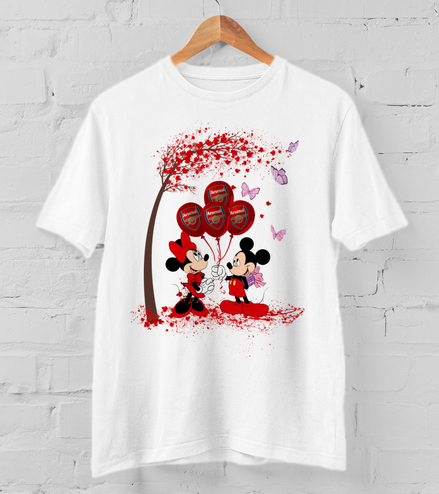 DH 29 Premier League Arsenal Mickey Minnie Balloons T-Shirt