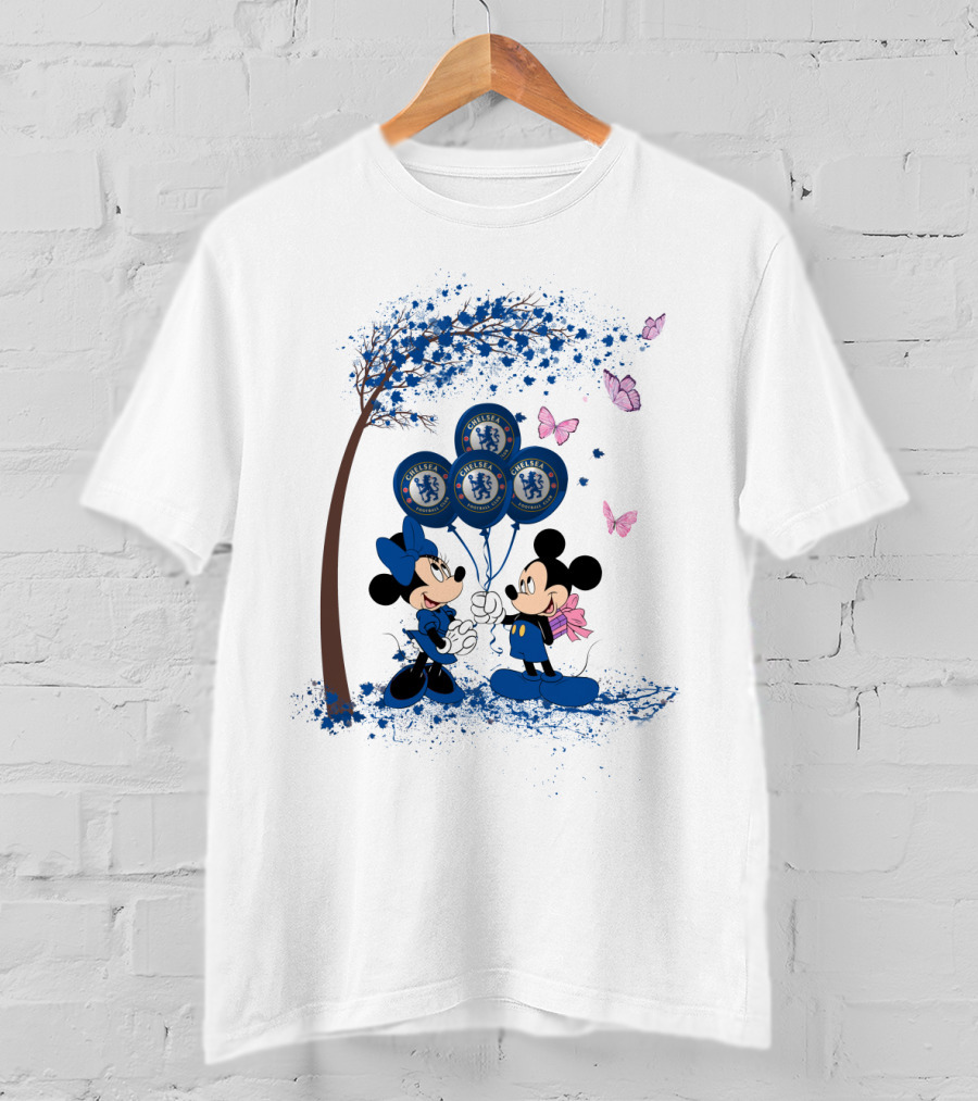 DH 29 Premier League Chelsea Mickey And Minnie Balloons T-Shirt