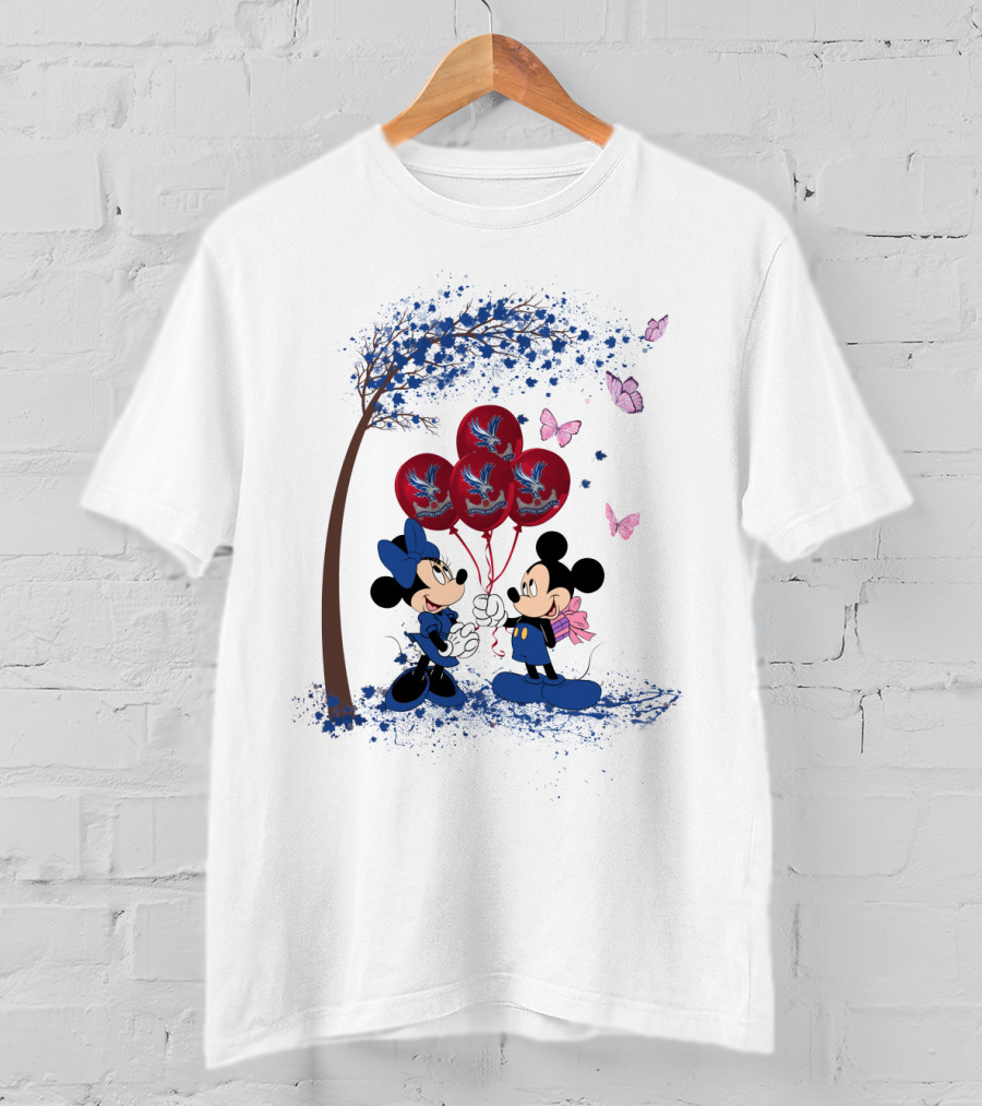 DH 29 Premier League Crystal Palace Mickey Minnie Balloons Butterflies T-Shirt