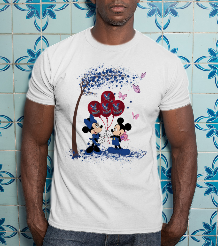 DH 29 Premier League Crystal Palace Mickey Minnie Balloons Butterflies T-Shirt