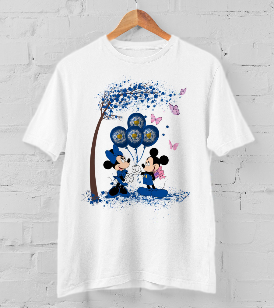 Leicester City Premier League Mickey And Minnie Balloon T-Shirt