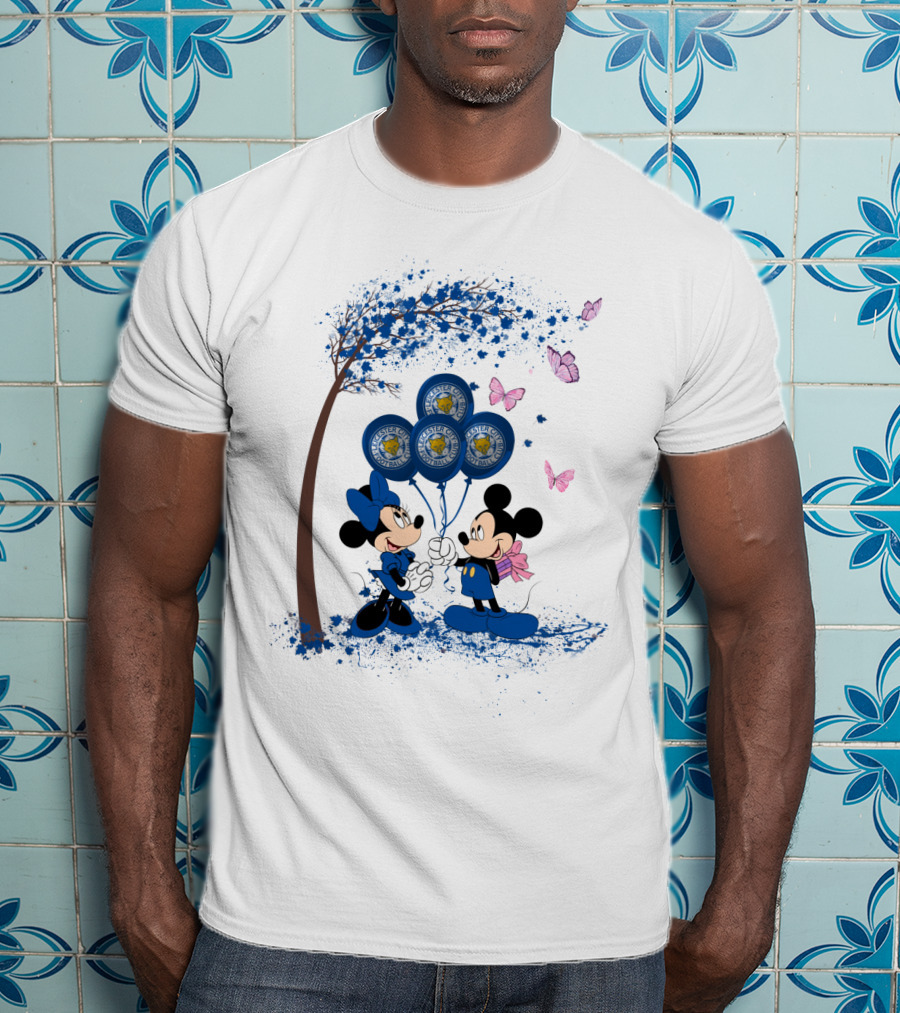 Leicester City Premier League Mickey And Minnie Balloon T-Shirt